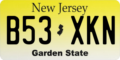 NJ license plate B53XKN