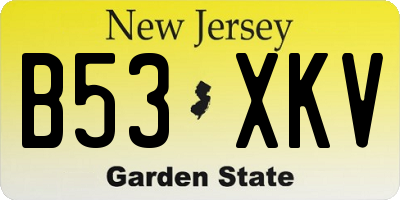NJ license plate B53XKV