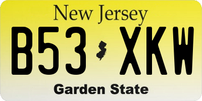NJ license plate B53XKW