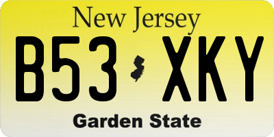 NJ license plate B53XKY