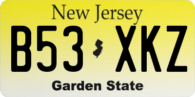 NJ license plate B53XKZ