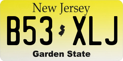 NJ license plate B53XLJ