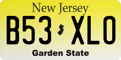 NJ license plate B53XLO