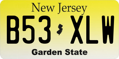 NJ license plate B53XLW