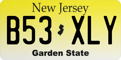 NJ license plate B53XLY