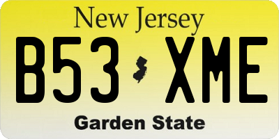 NJ license plate B53XME