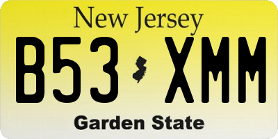 NJ license plate B53XMM