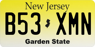NJ license plate B53XMN