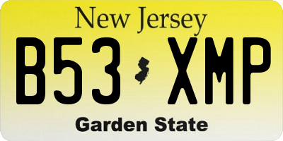 NJ license plate B53XMP