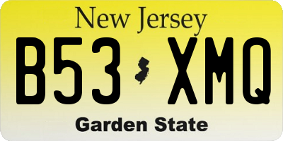 NJ license plate B53XMQ