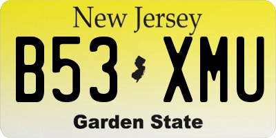 NJ license plate B53XMU