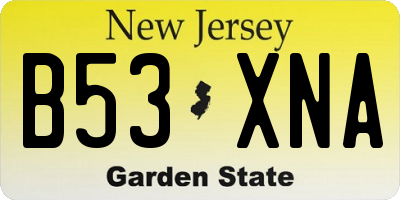 NJ license plate B53XNA