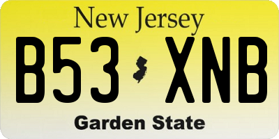 NJ license plate B53XNB