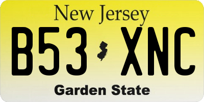 NJ license plate B53XNC