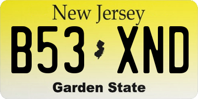 NJ license plate B53XND