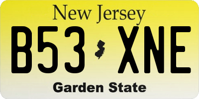 NJ license plate B53XNE