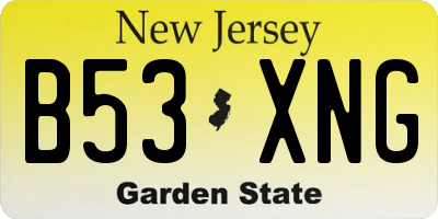 NJ license plate B53XNG