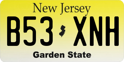 NJ license plate B53XNH