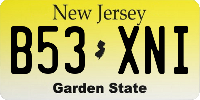 NJ license plate B53XNI