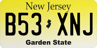 NJ license plate B53XNJ