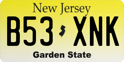 NJ license plate B53XNK