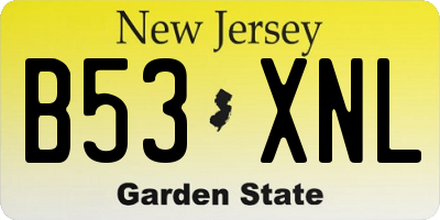 NJ license plate B53XNL