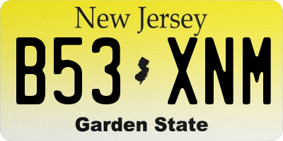 NJ license plate B53XNM