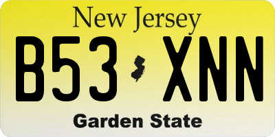 NJ license plate B53XNN