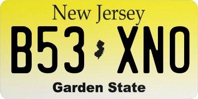 NJ license plate B53XNO