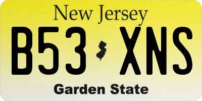NJ license plate B53XNS