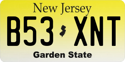NJ license plate B53XNT