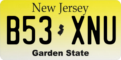 NJ license plate B53XNU