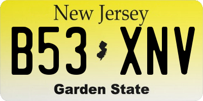 NJ license plate B53XNV