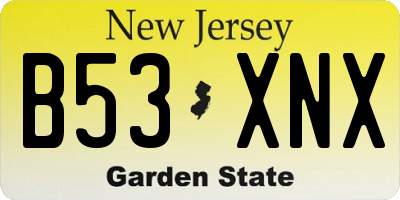 NJ license plate B53XNX