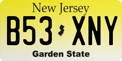 NJ license plate B53XNY