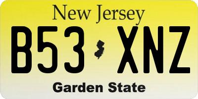 NJ license plate B53XNZ