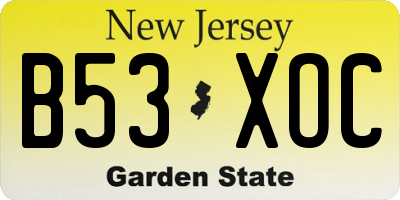 NJ license plate B53XOC