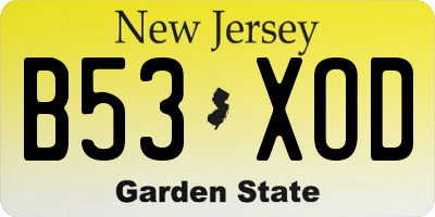 NJ license plate B53XOD