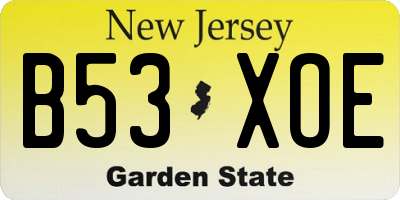 NJ license plate B53XOE