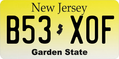 NJ license plate B53XOF