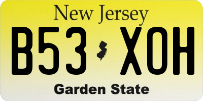 NJ license plate B53XOH