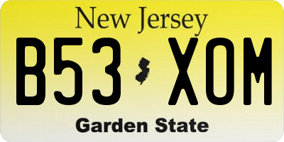 NJ license plate B53XOM
