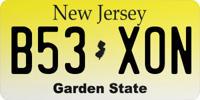 NJ license plate B53XON