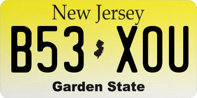 NJ license plate B53XOU