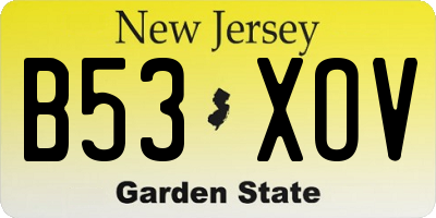 NJ license plate B53XOV