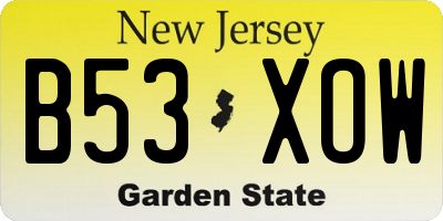 NJ license plate B53XOW