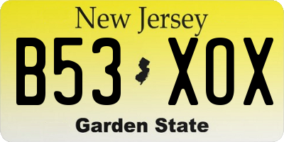 NJ license plate B53XOX