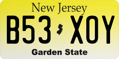 NJ license plate B53XOY