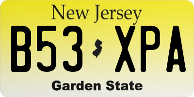 NJ license plate B53XPA