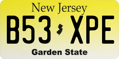 NJ license plate B53XPE